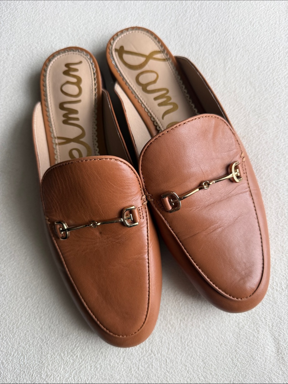 Sam Edelman Cognac Leather Slip-On mules, “Linnie”, size 7.5